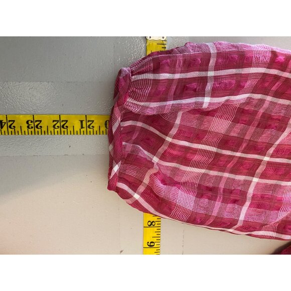 Madewell Baby Doll Dress Plaid Pink/White Puff Sleeve Keyhole Back Small - Picture 13 of 13